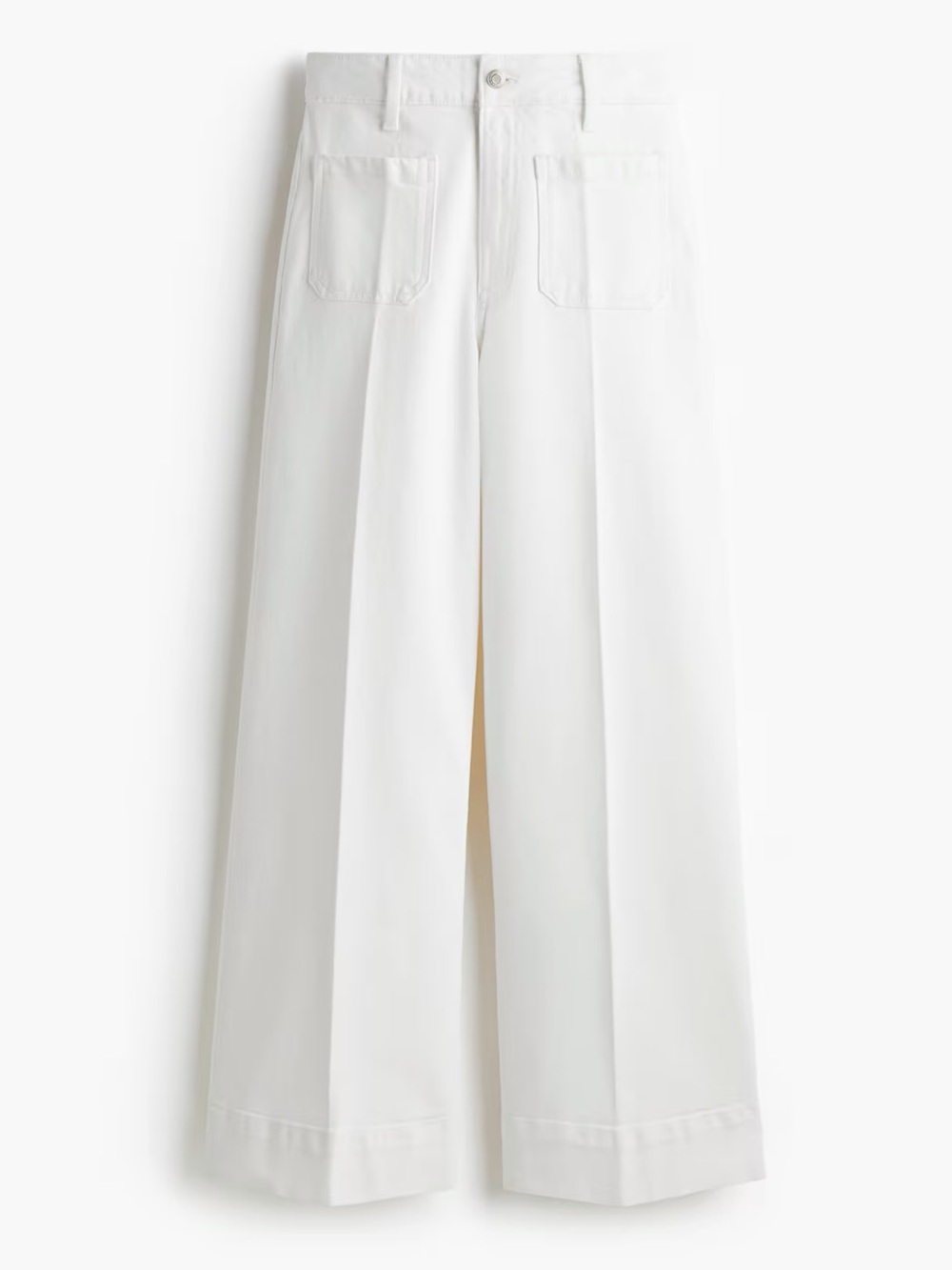 H&M White Wide-Leg High-Rise Jeans